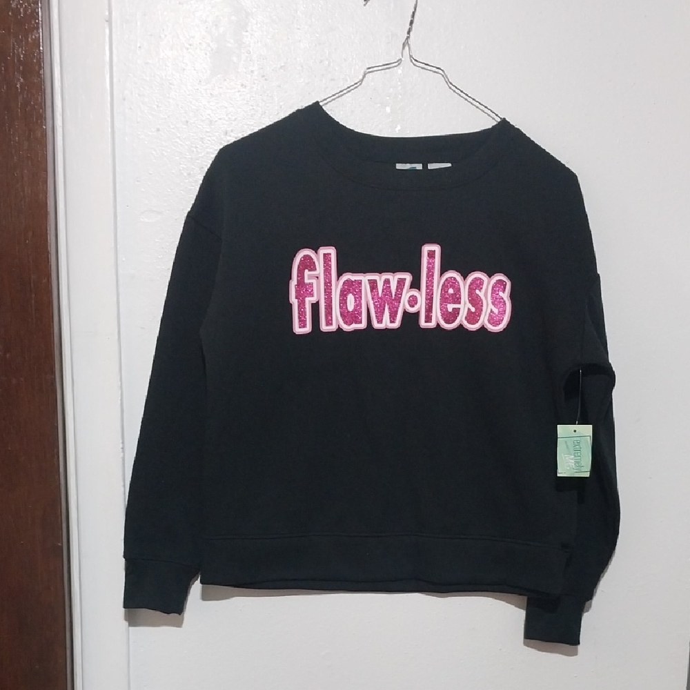 Flawless Black Sweatshirt with Pink Lettering